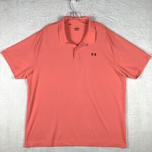 Under Armour Heat Gear Mens 2XL Pink Performance Polo Stretch Golf Preppy
